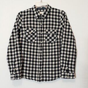Women's "Forever 21" Navy & White Check Long Sleeve Button Shirt; Size M